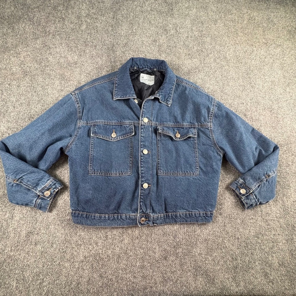 Y2K Jean Jacket Womens M Blue‎ Denim Quilted Grunge Workwear Streetwear Classic